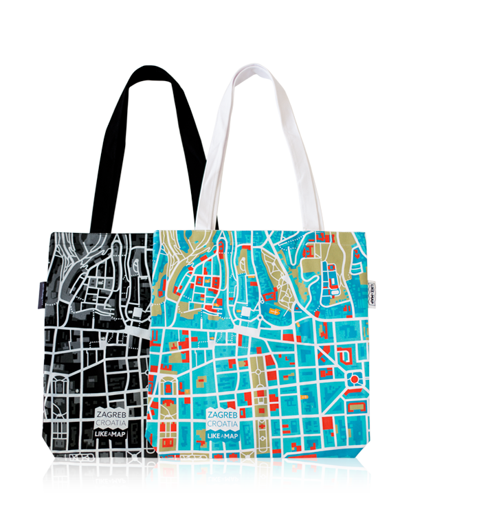 Zagreb tote bag with designed map prints Zagreb tote bag with designed map prints